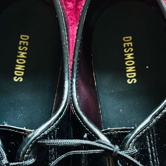 Desmond’s Black Patent Leather Tuxedo Wedding Shoes Formal lace up 10.5W - Picture 2 of 4